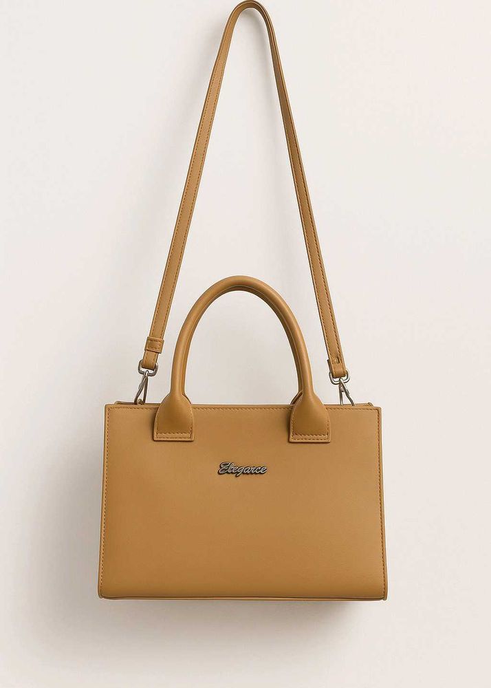 Tan Leather Top Handle Bag