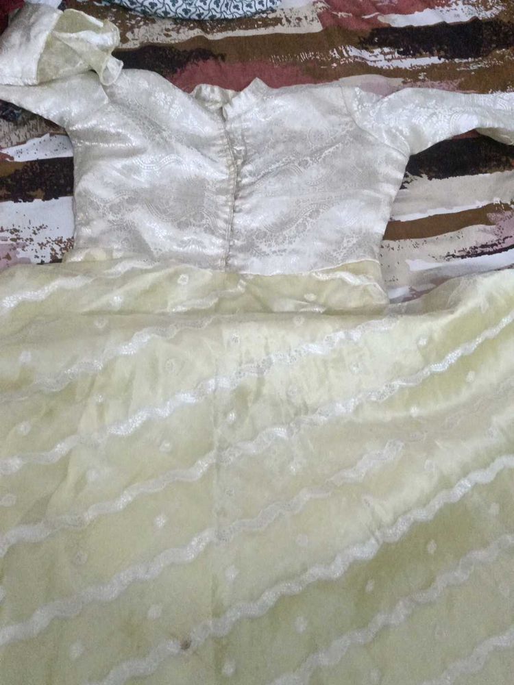 Elegant Cream &amp; Yellow Lehenga Choli