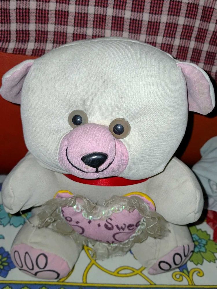 Vintage Stuffed Teddy Bear with Heart