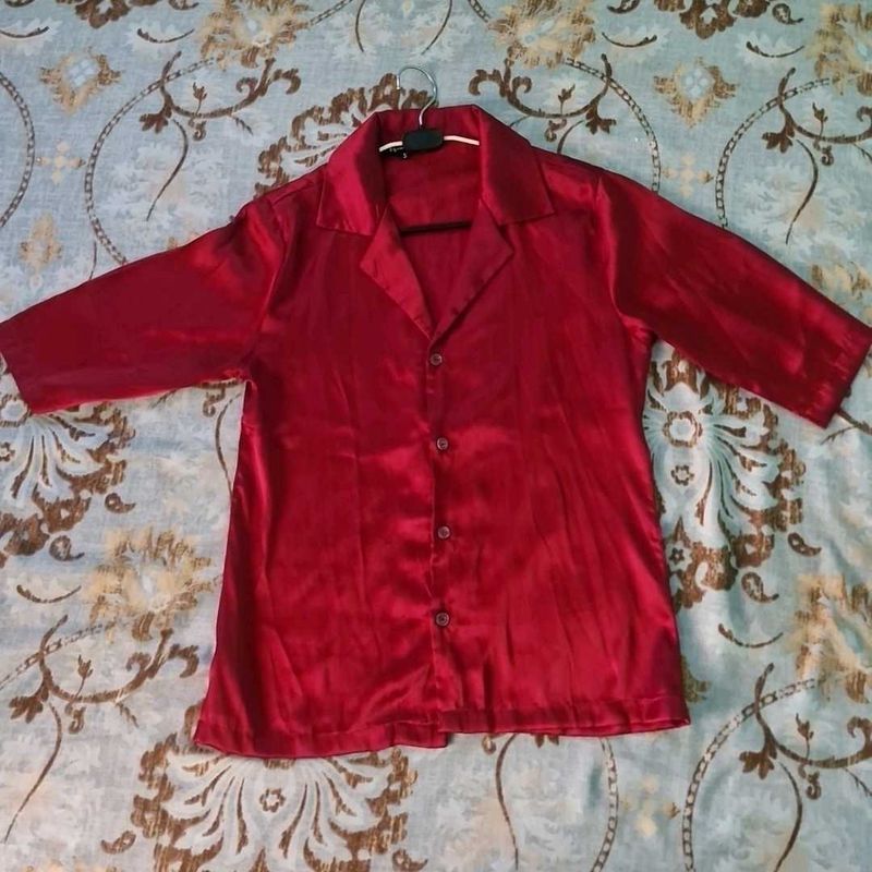 Satin Button-Up Shirt