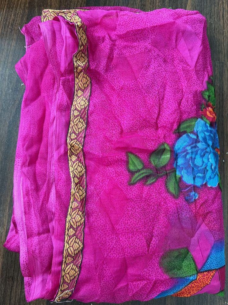 Vibrant Pink Floral Saree with blouse