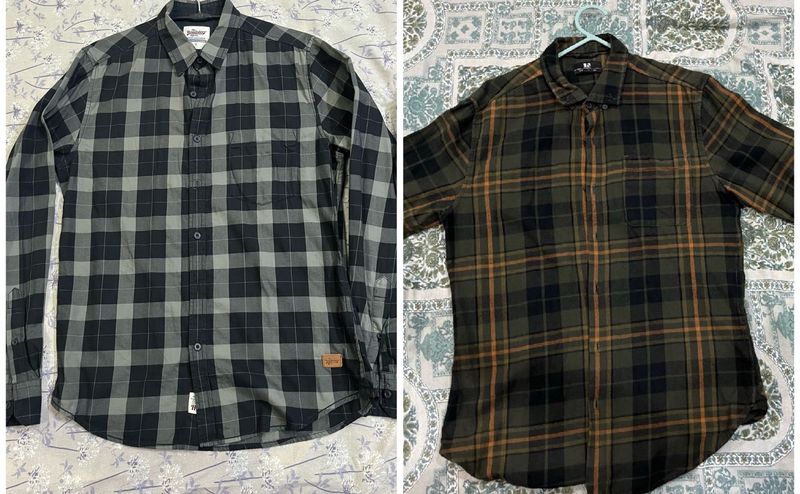 Set of 2 Men's Plaid Flannel Shirts
