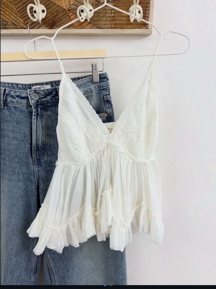 White Ruffle babydoll Top