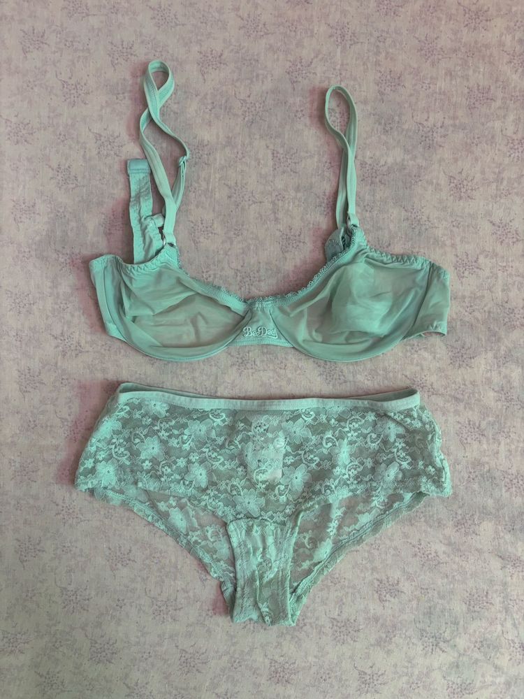 Mint Green Lace Bra &amp; Panty Set