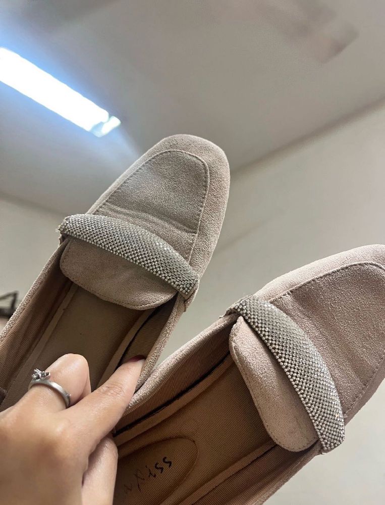 Stylish Beige Loafers with Embellishment