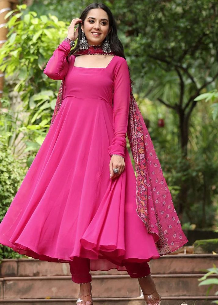 Vibrant Pink Embroidered Sleeve