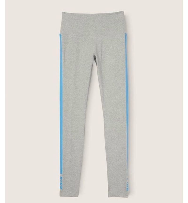 Pink Grey Leggings with Blue Stripe