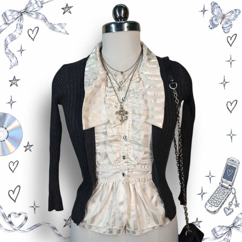 Gothic Lolita Ruffled Blouse &amp; Cardigan Set