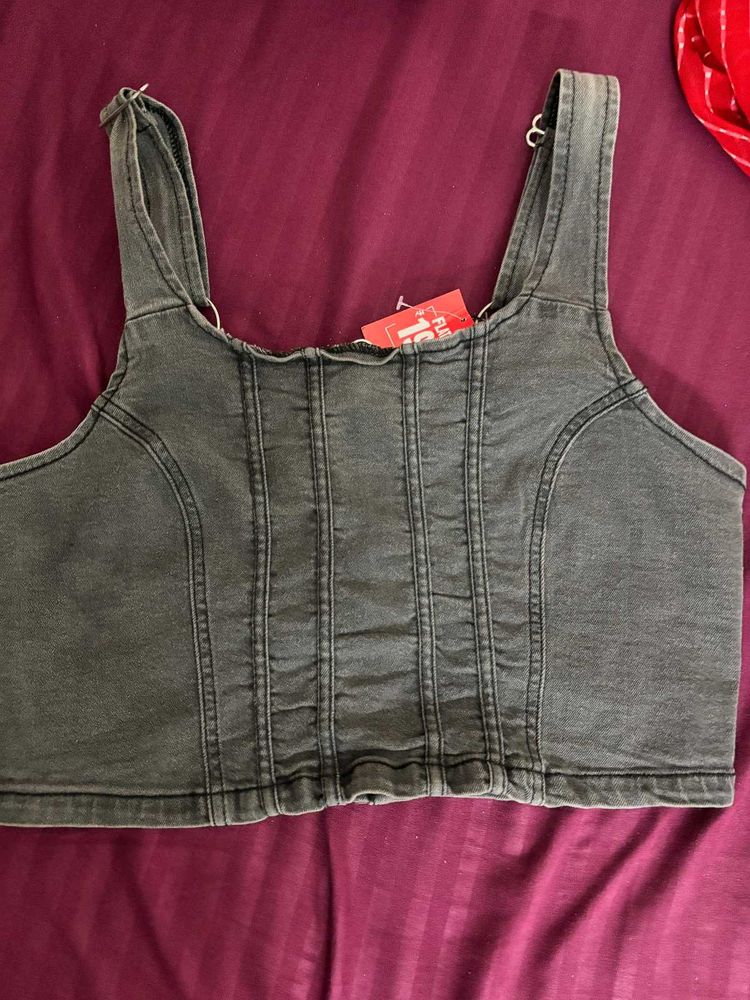 Denim Corset Crop Top