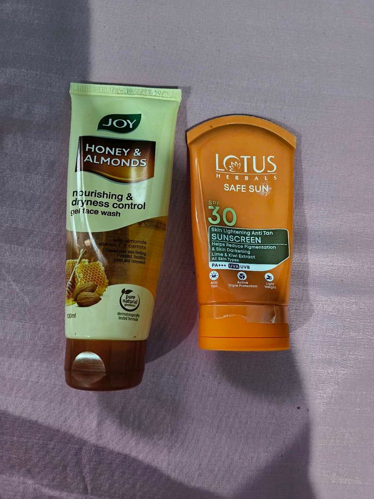 Joy Honey &amp; Almonds Face Wash &amp; Lotus Sunscreen