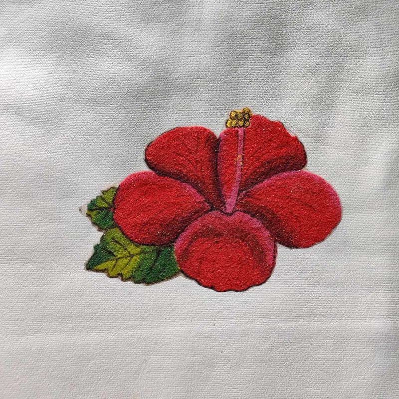 Red Hibiscus Readymade Rangoli Patches
