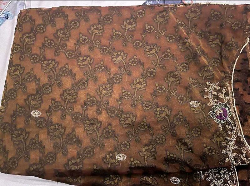 Elegant Brown Floral Saree