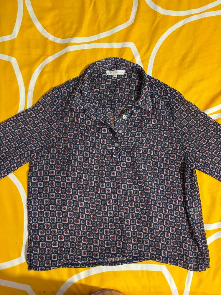 Classic Print Button-Up Top