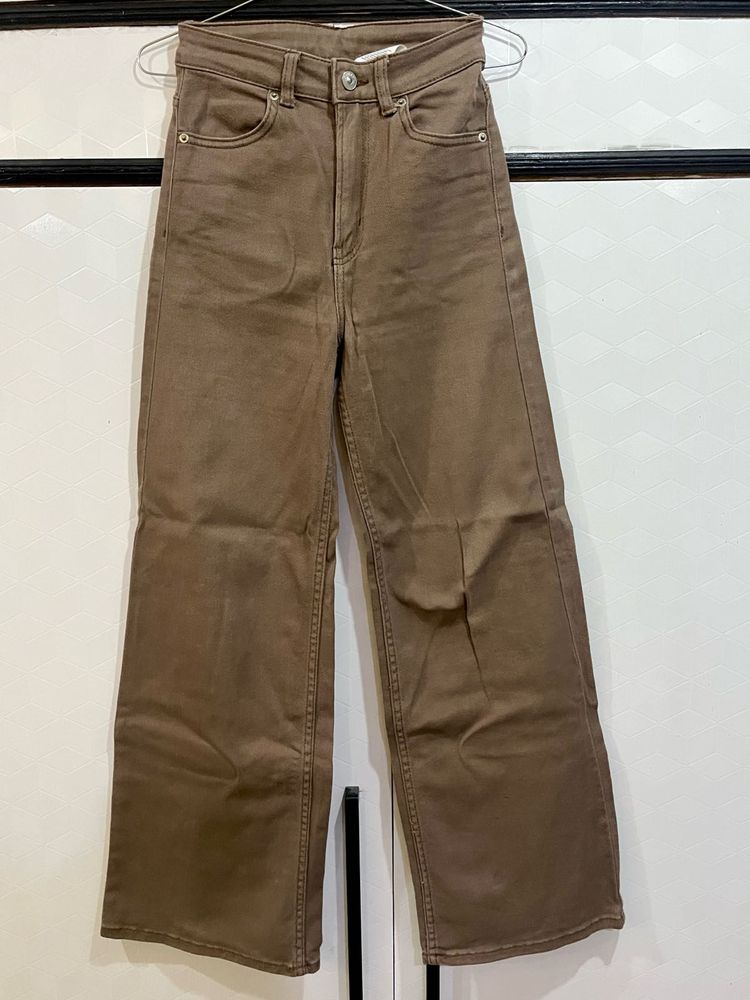 H&amp;M Wide Leg Brown Jeans