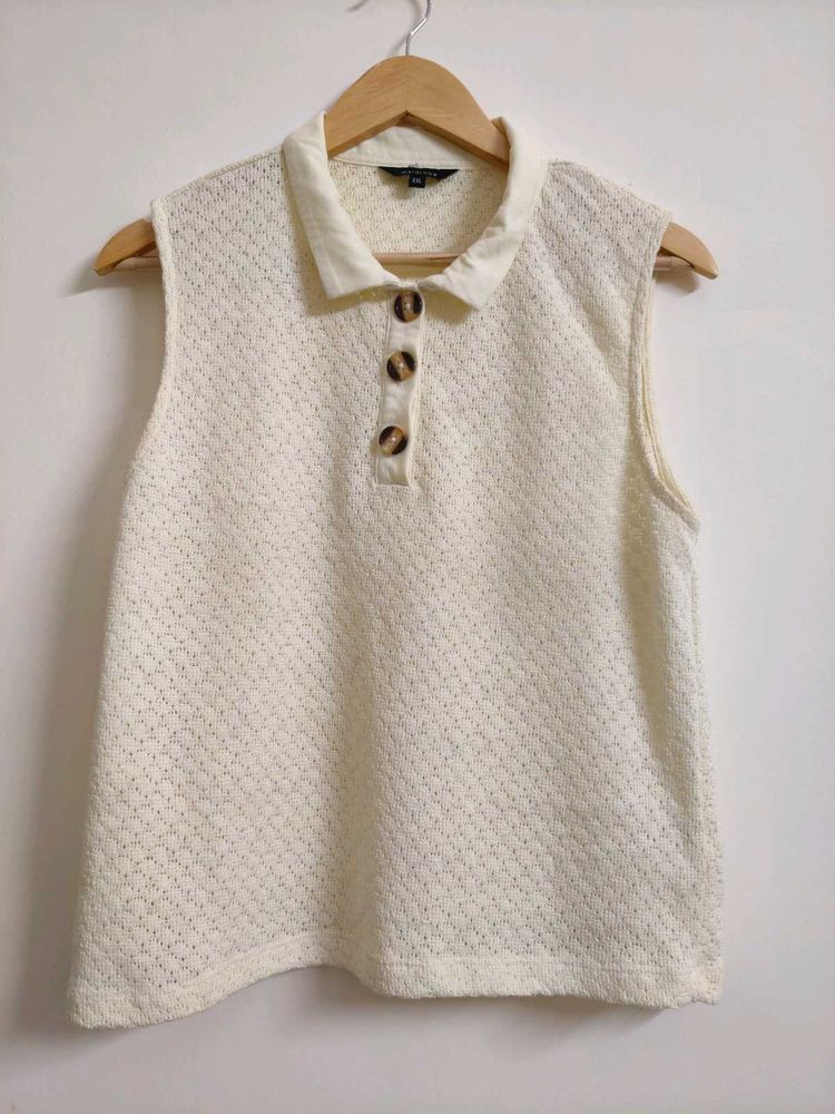 WESTSIDE Sleeveless Collared Top