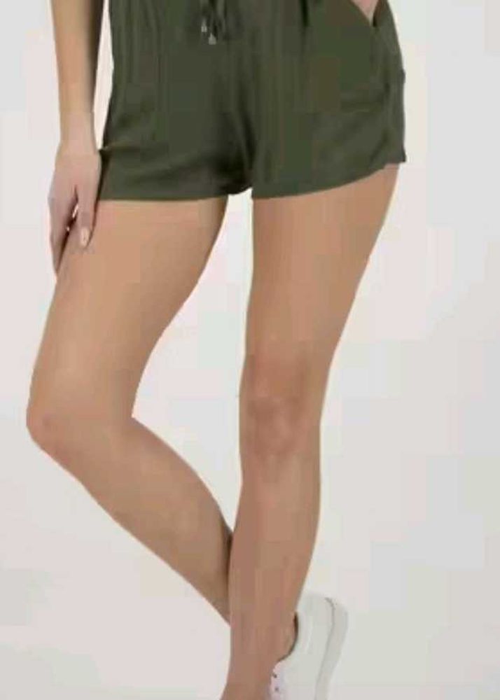 Olive Green Casual Shorts