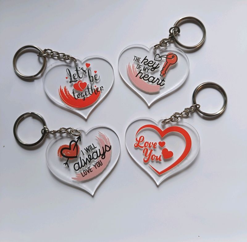 Heartshape Keychains Set Of 4