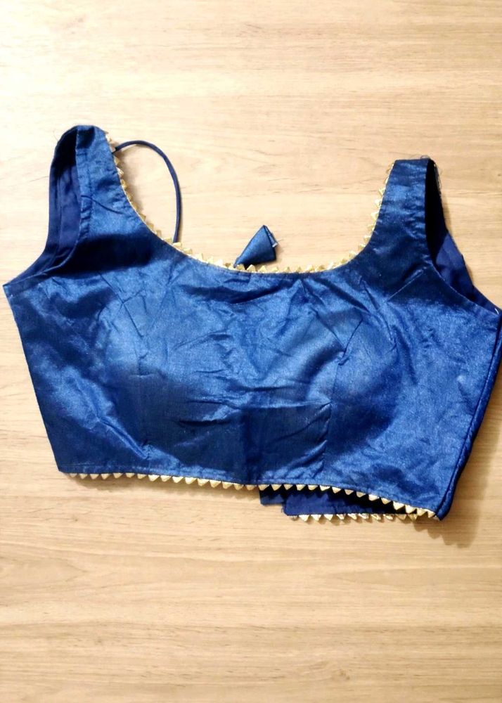 Stylish Blue Satin Blouse