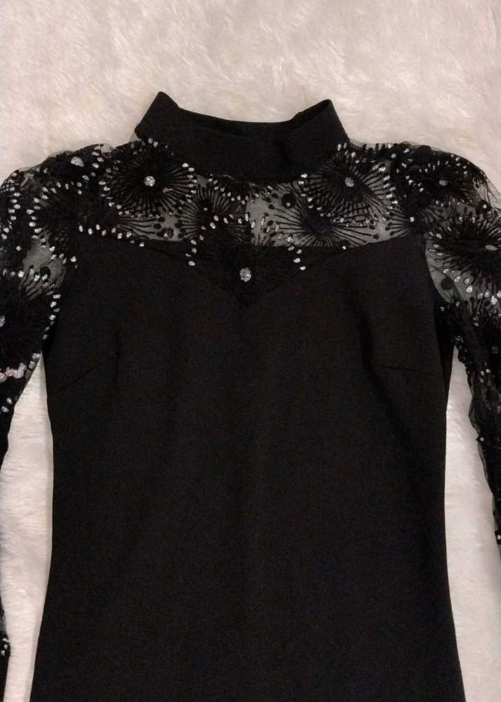 Black Embellished Party Dress