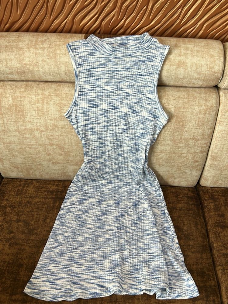 Zudio Blue &amp; White Marled Knit Dress