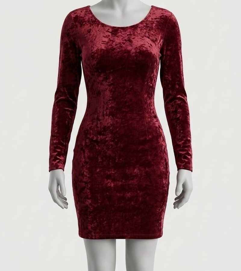 SHEIN BAE Draped back velvet bodycon dress