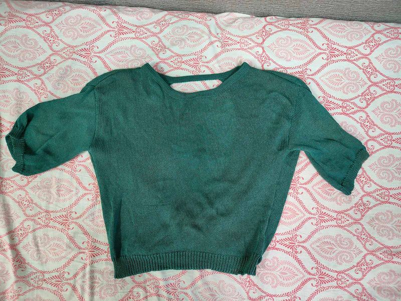 Green Cropped Sweater
