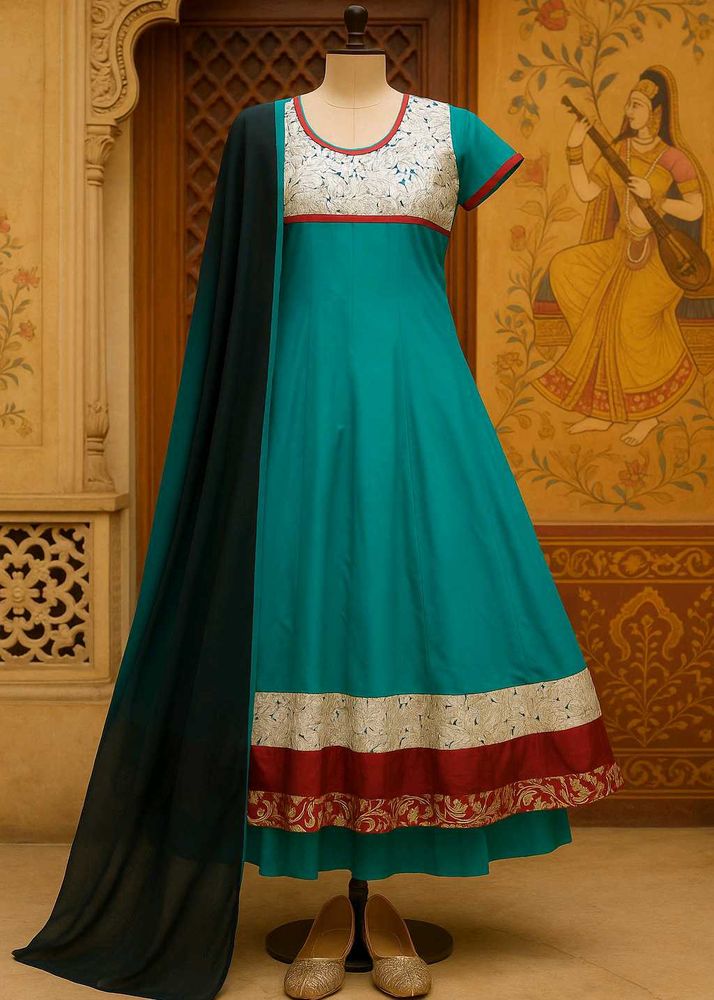 🇳🇿💫💗 Teal Anarkali Kurti With Dupatta