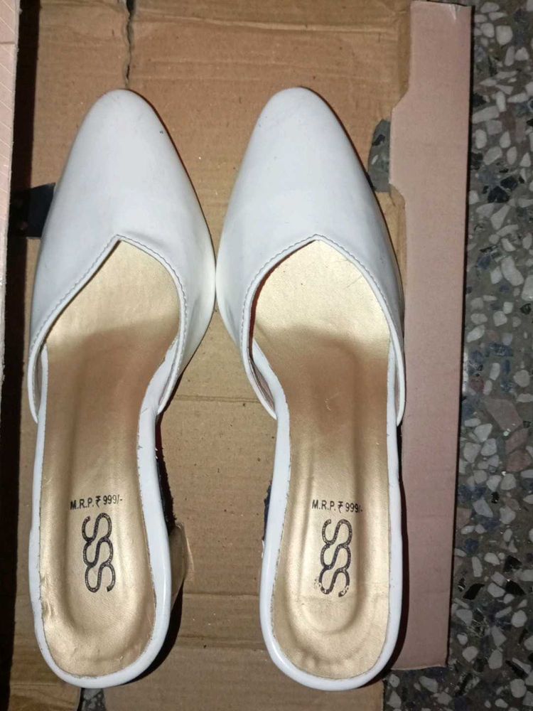 White Pointed Toe Mules - SSS