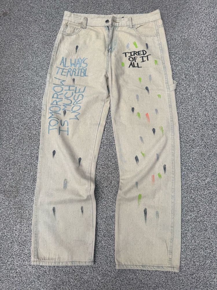 Unique Painted Wide Leg Jeans