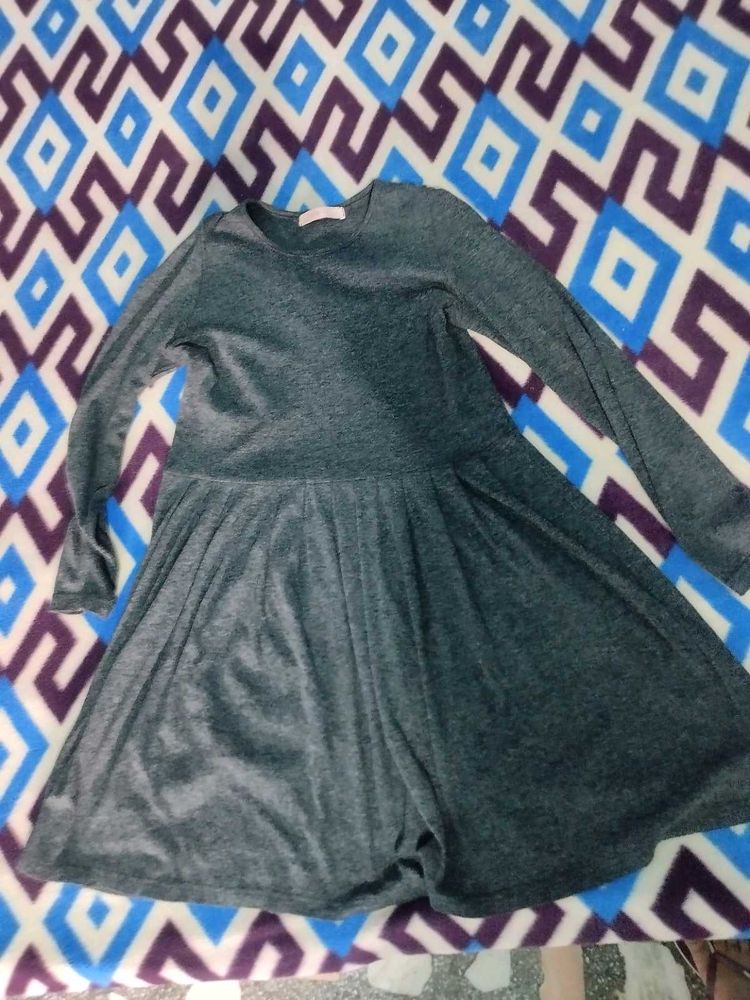 Semi- Winter Gray Long Sleeve Casual Dress
