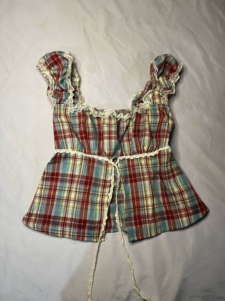 Plaid Cottagecore Top