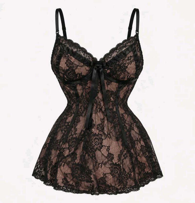 Coquette lace babydoll slip dress