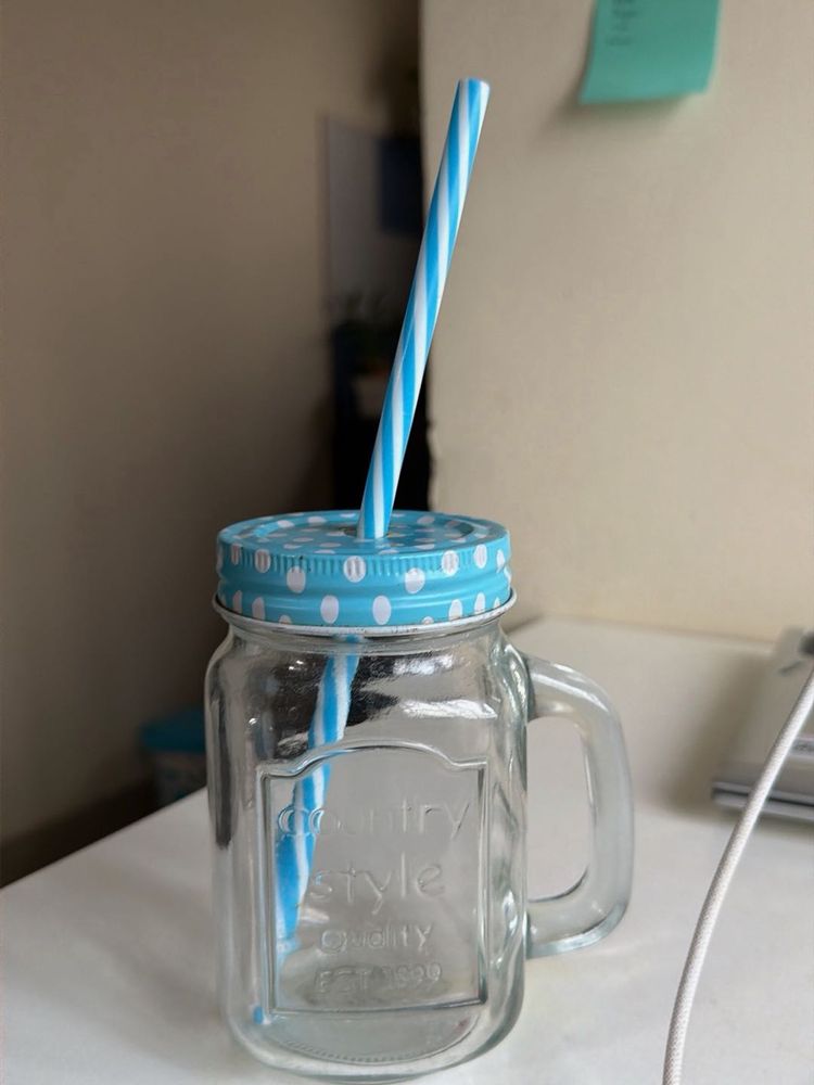 Cute Mason Jar Mug with Straw