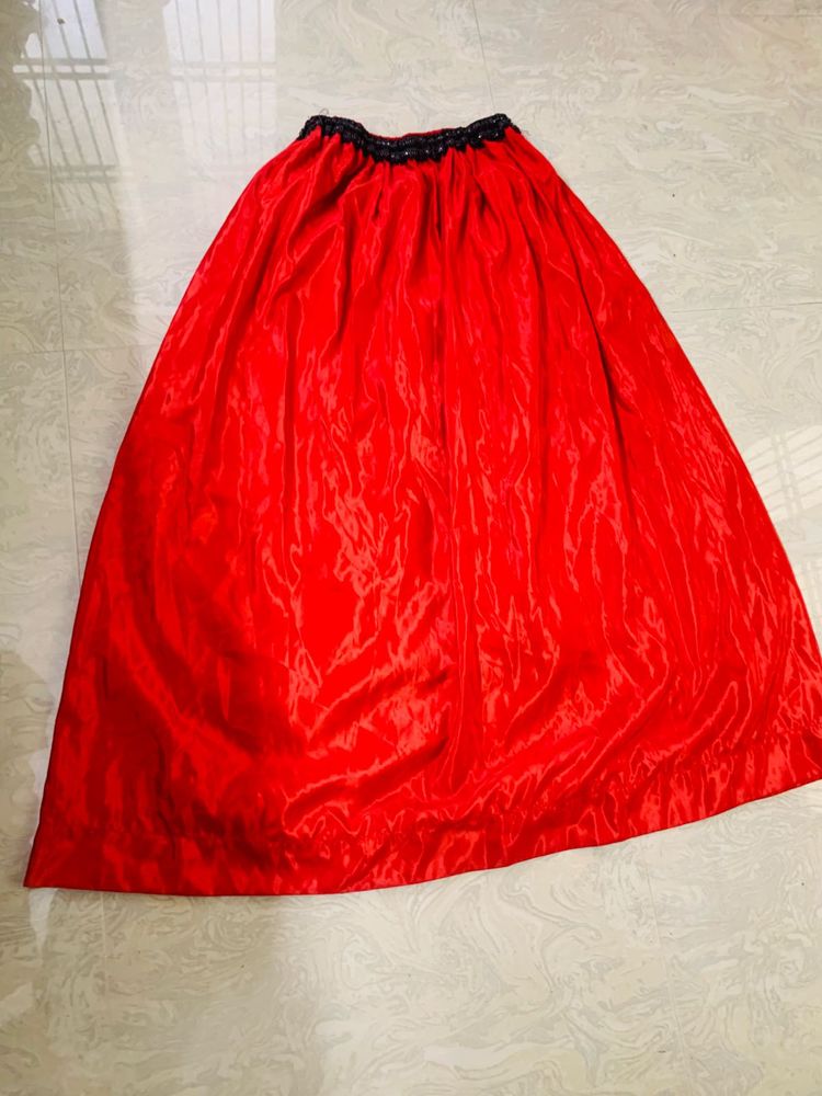 Vibrant Red Ethnic Skirt