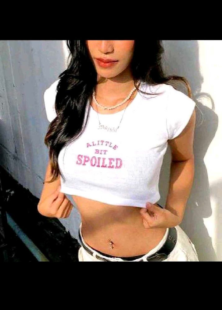 White Cropped "A Little Bit Spoiled" Tee