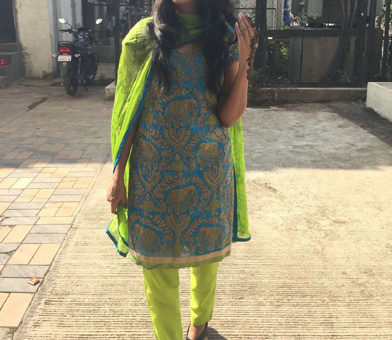 Blue Elephant Print Kurta