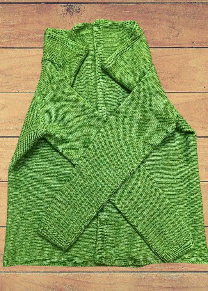 Green Cardigan Cum Shrug Sweater