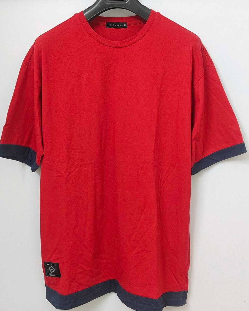 Red T-Shirt with Navy Trim