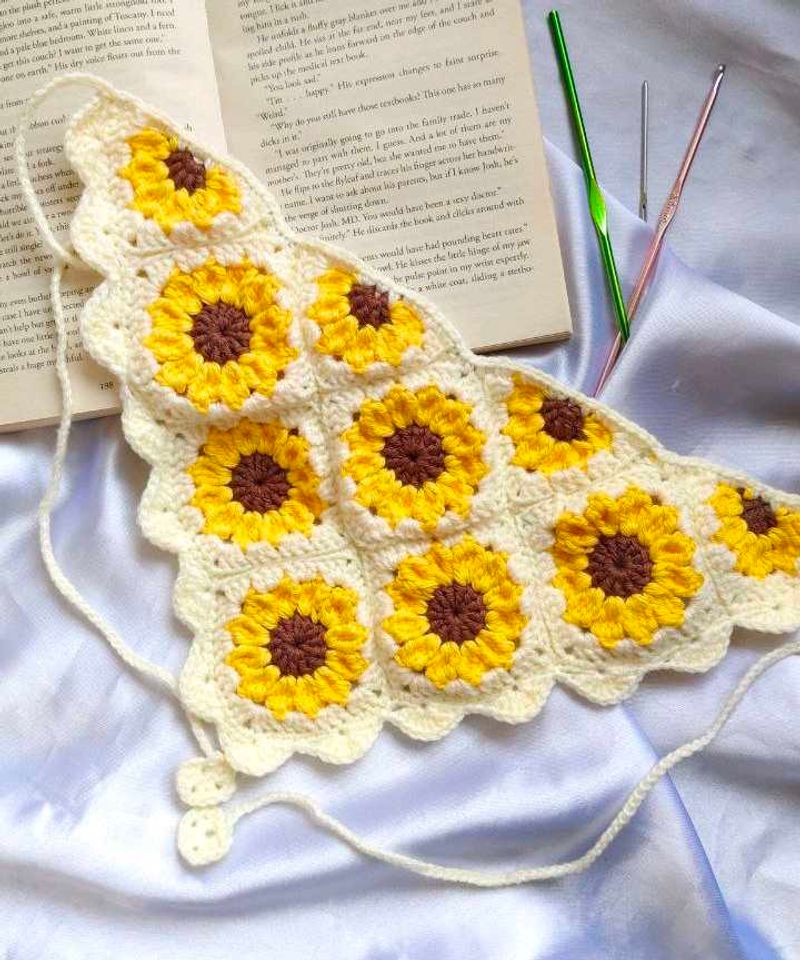 Handmade Crochet Sunflower Bandana