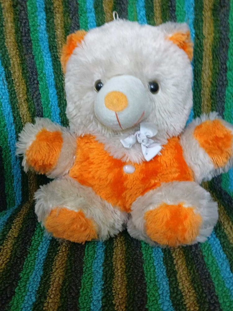 Cute Orange and White soft plush Teddy Bear
