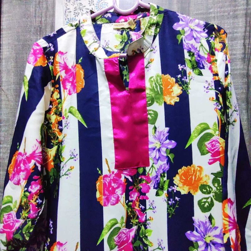 Vibrant Floral Striped Kurta