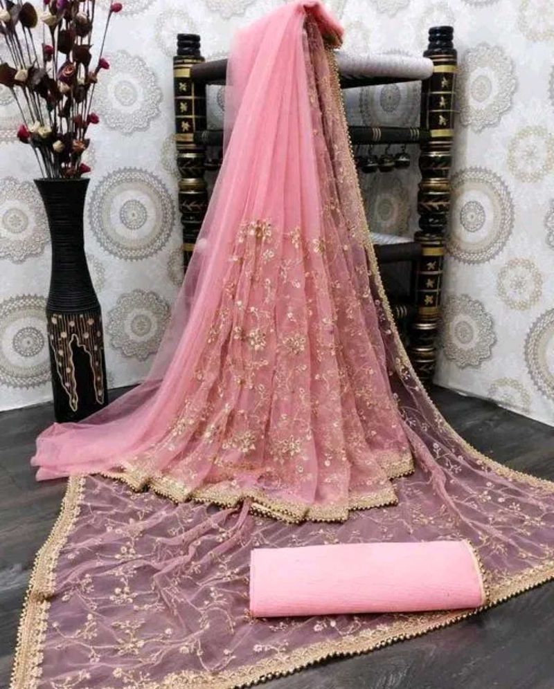 Designer Pink Net saree