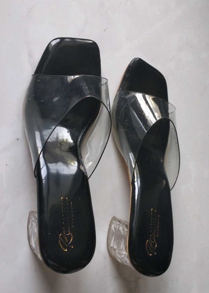 Clear Block Heel Sandals