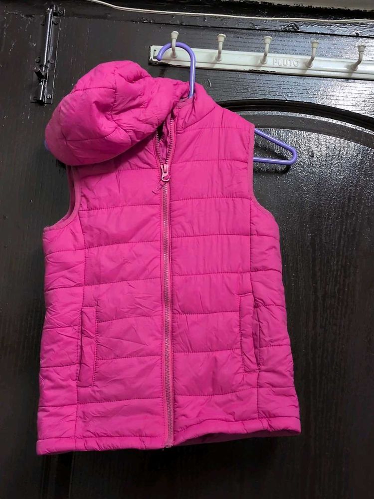 Pink Sleeveless Puffer Vest