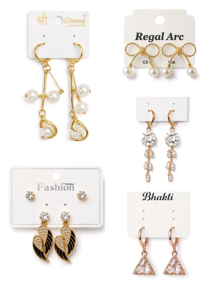 Elegant Pearl &amp; Crystal Earring set of 14