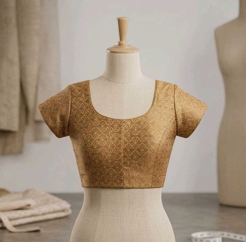Elegant Gold Brocade Blouse