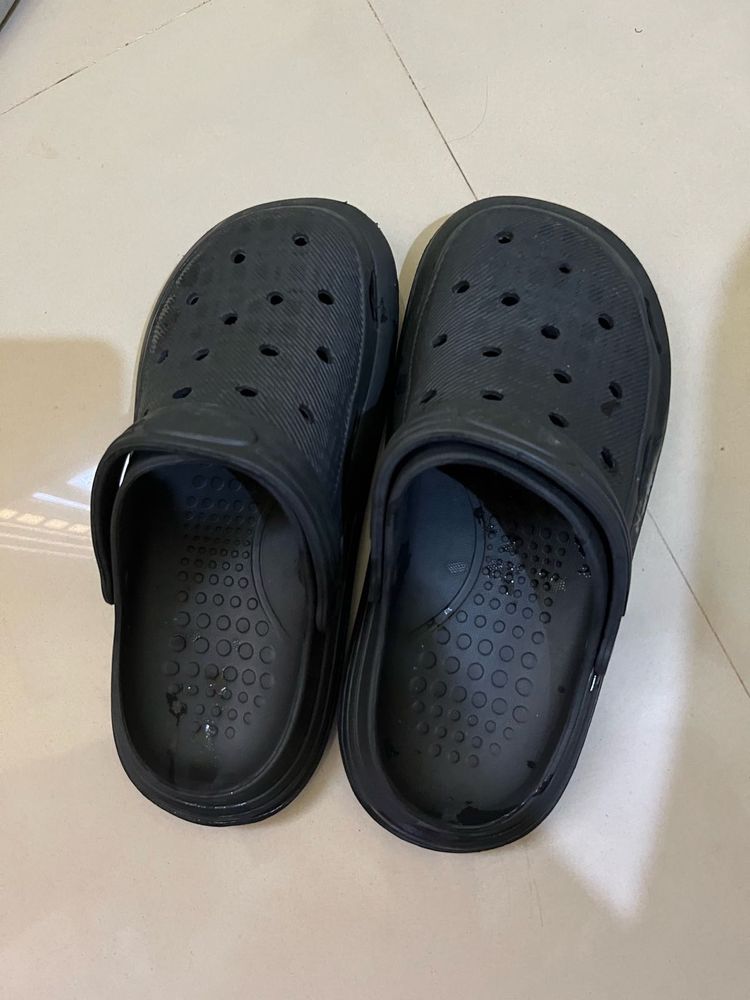 Black Croc-Style Clogs