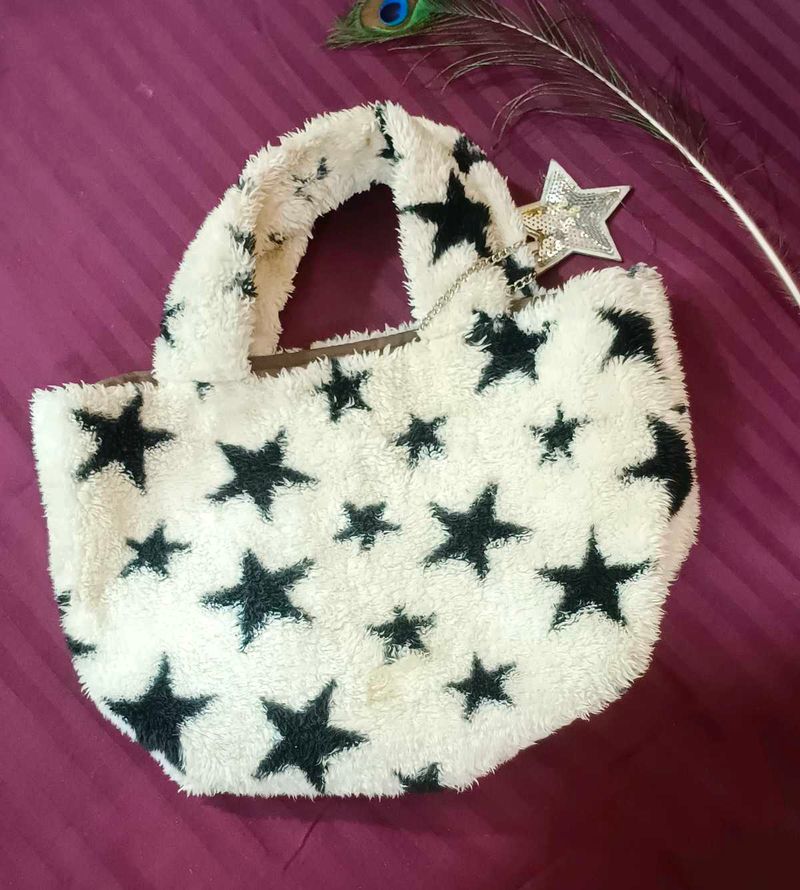 Star Pattern Fluffy Handbag