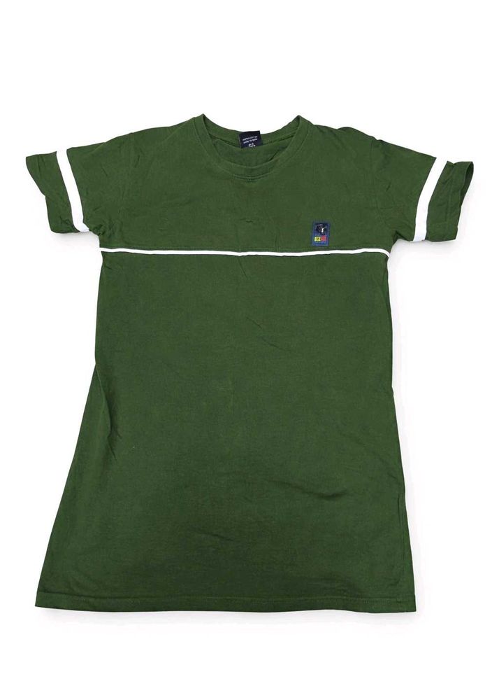 “Green Cotton T-Shirt | White Stripe | Casual Wear