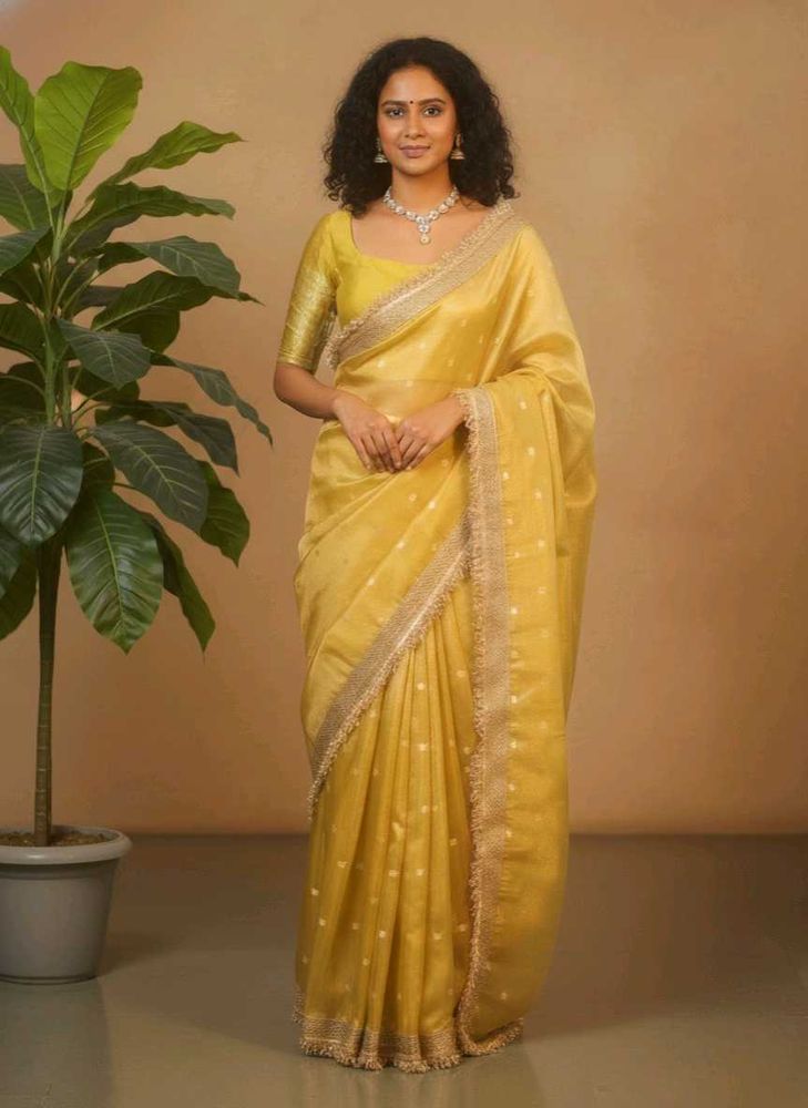 New Golden Banarasi Tissue Silk Saree